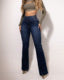 Jeans de cintura alta com botões na frente