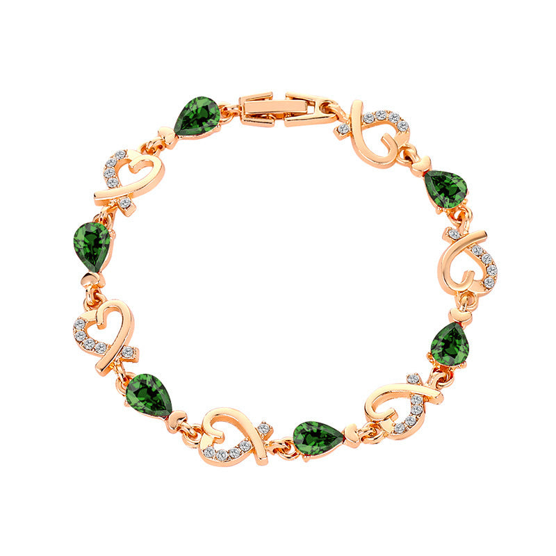 Pulseira de coração com strass