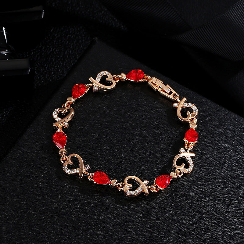 Pulseira de coração com strass