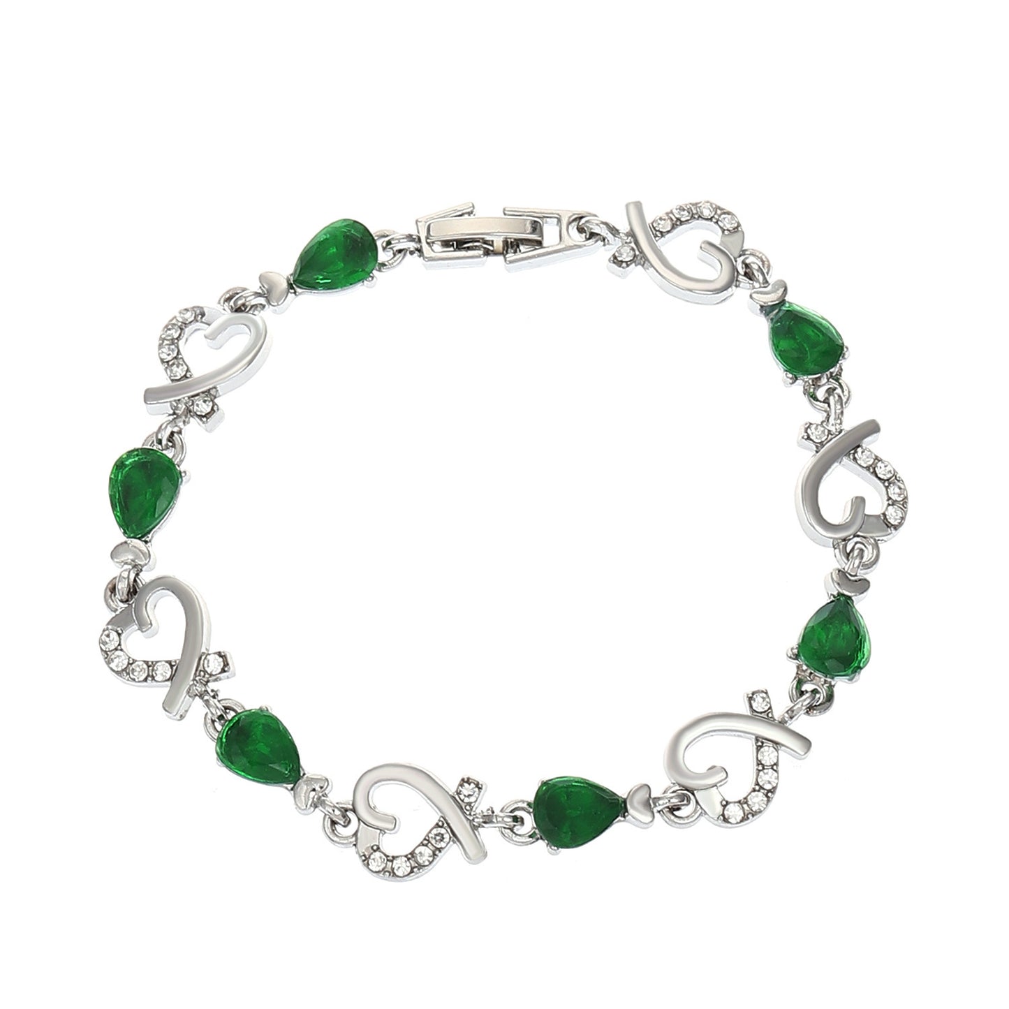 Pulseira de coração com strass