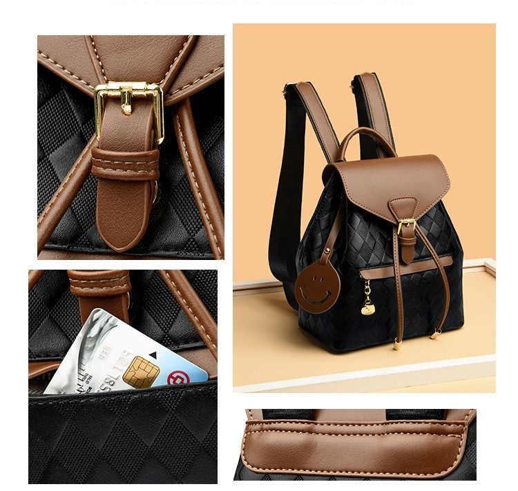 Mochila feminina de couro, casual e versátil