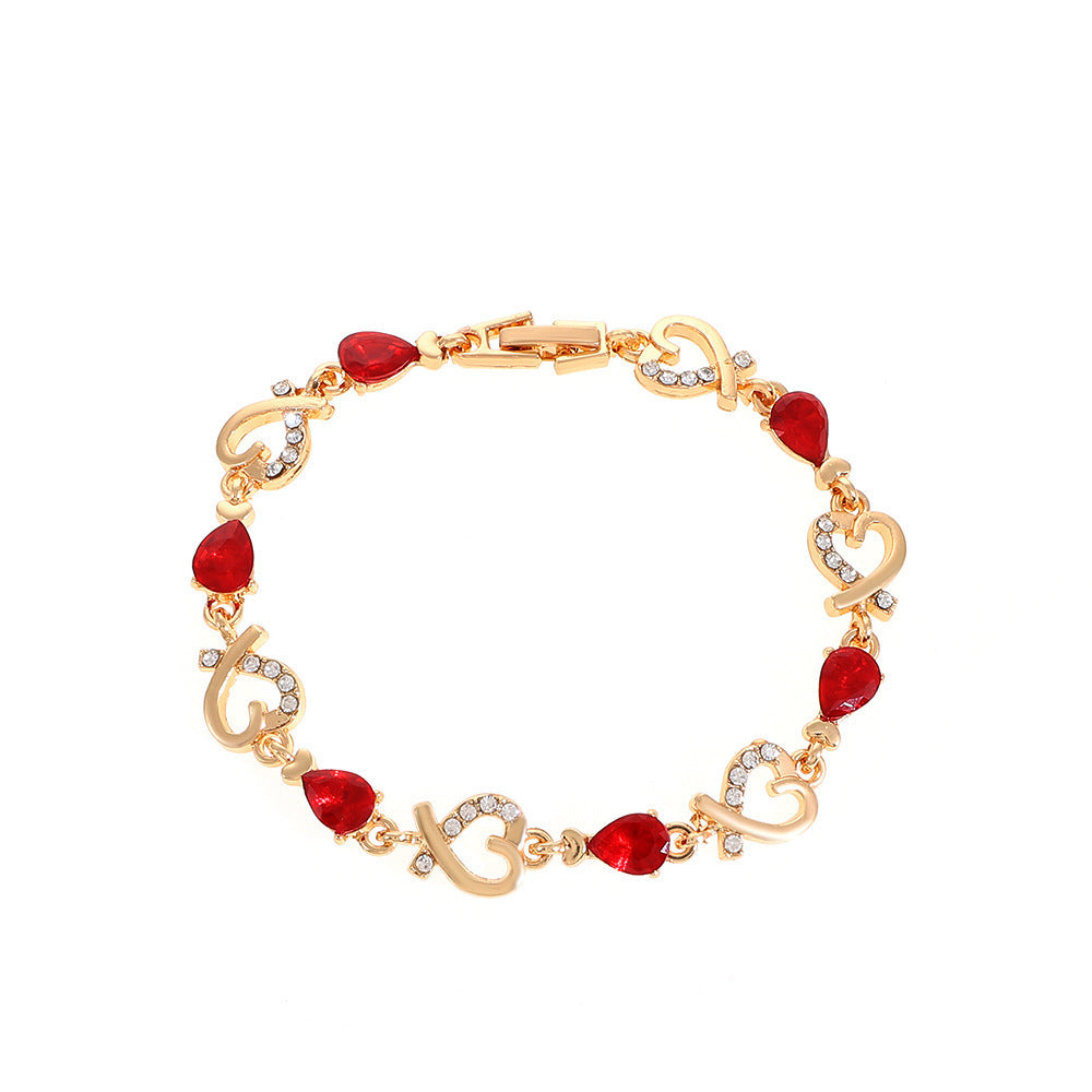 Pulseira de coração com strass