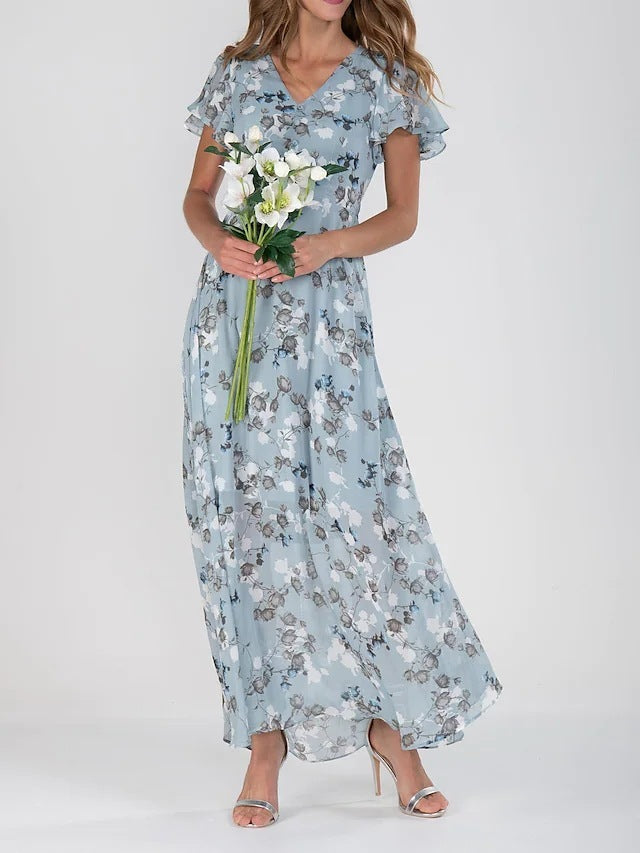 Vestido floral de verão com babados