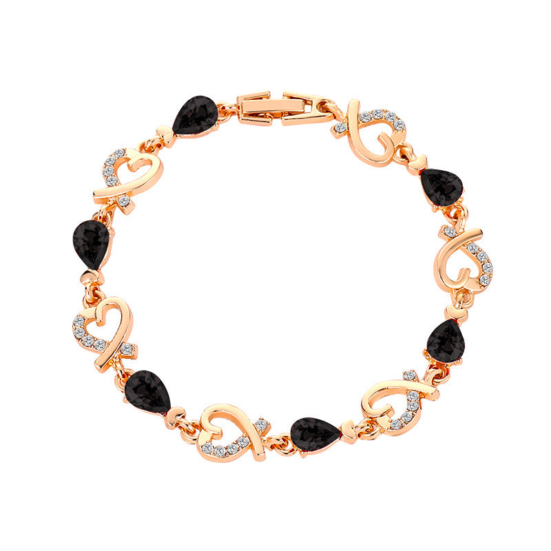 Pulseira de coração com strass