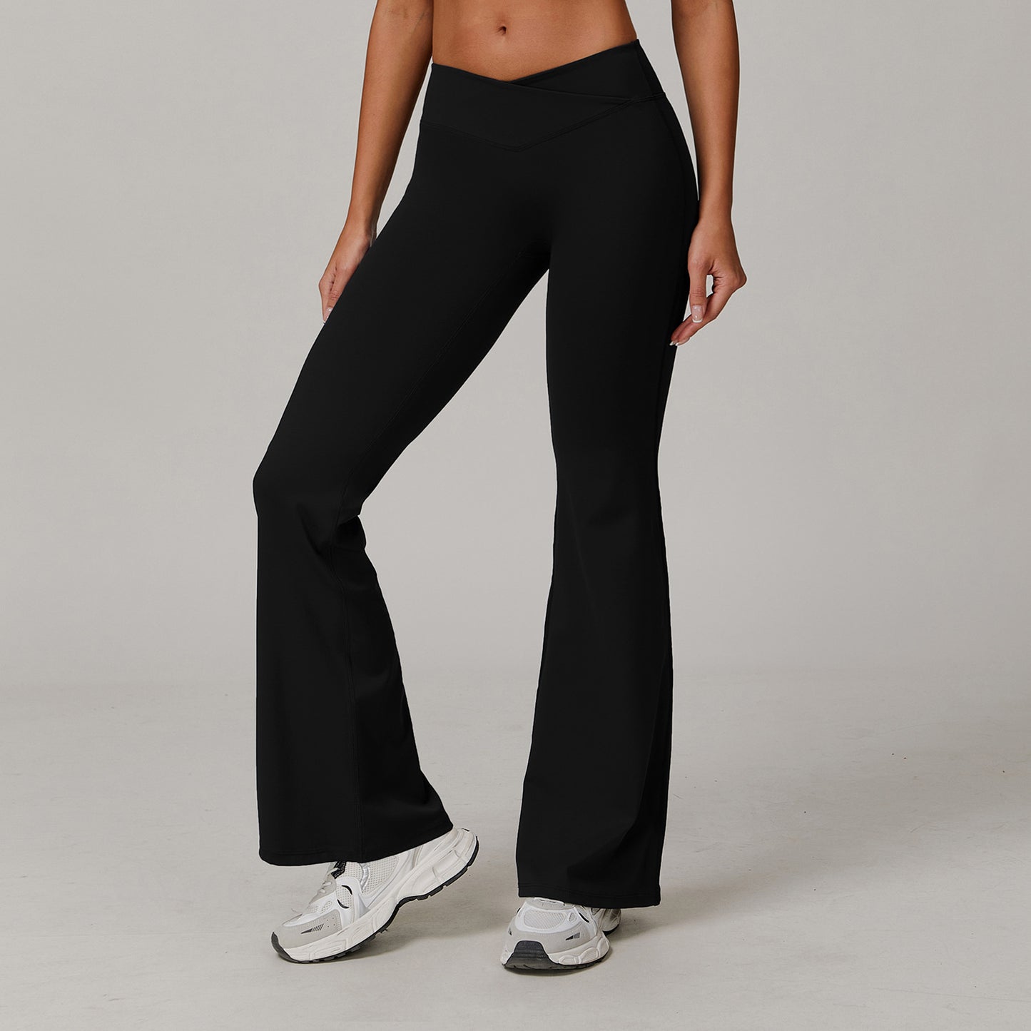 Calças femininas de cintura alta, skinny e flare