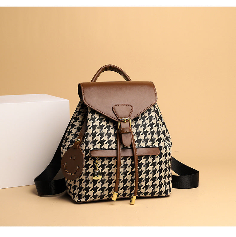 Mochila feminina de couro, casual e versátil