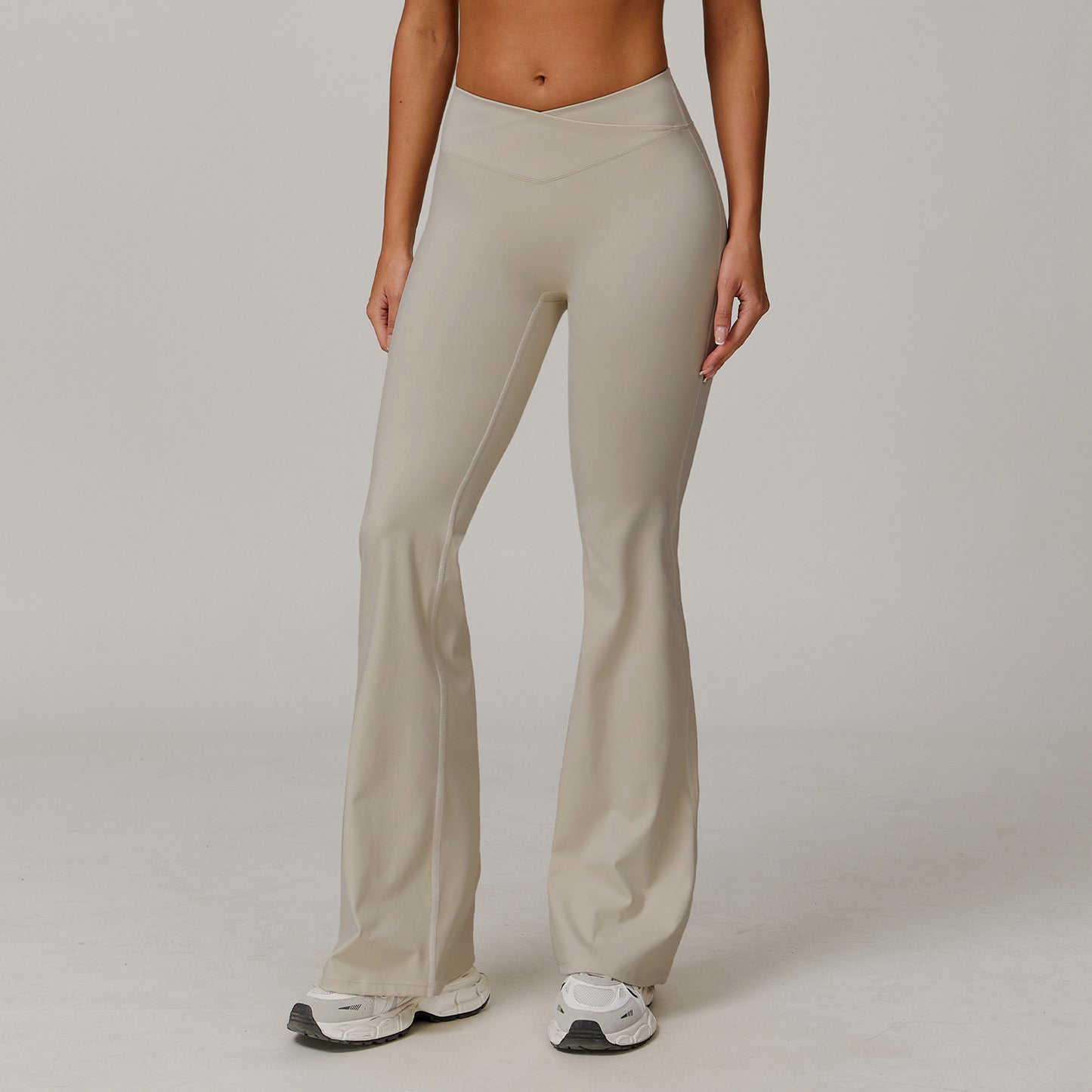 Calças femininas de cintura alta, skinny e flare