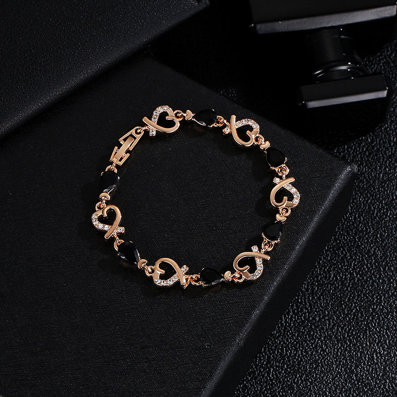 Pulseira de coração com strass