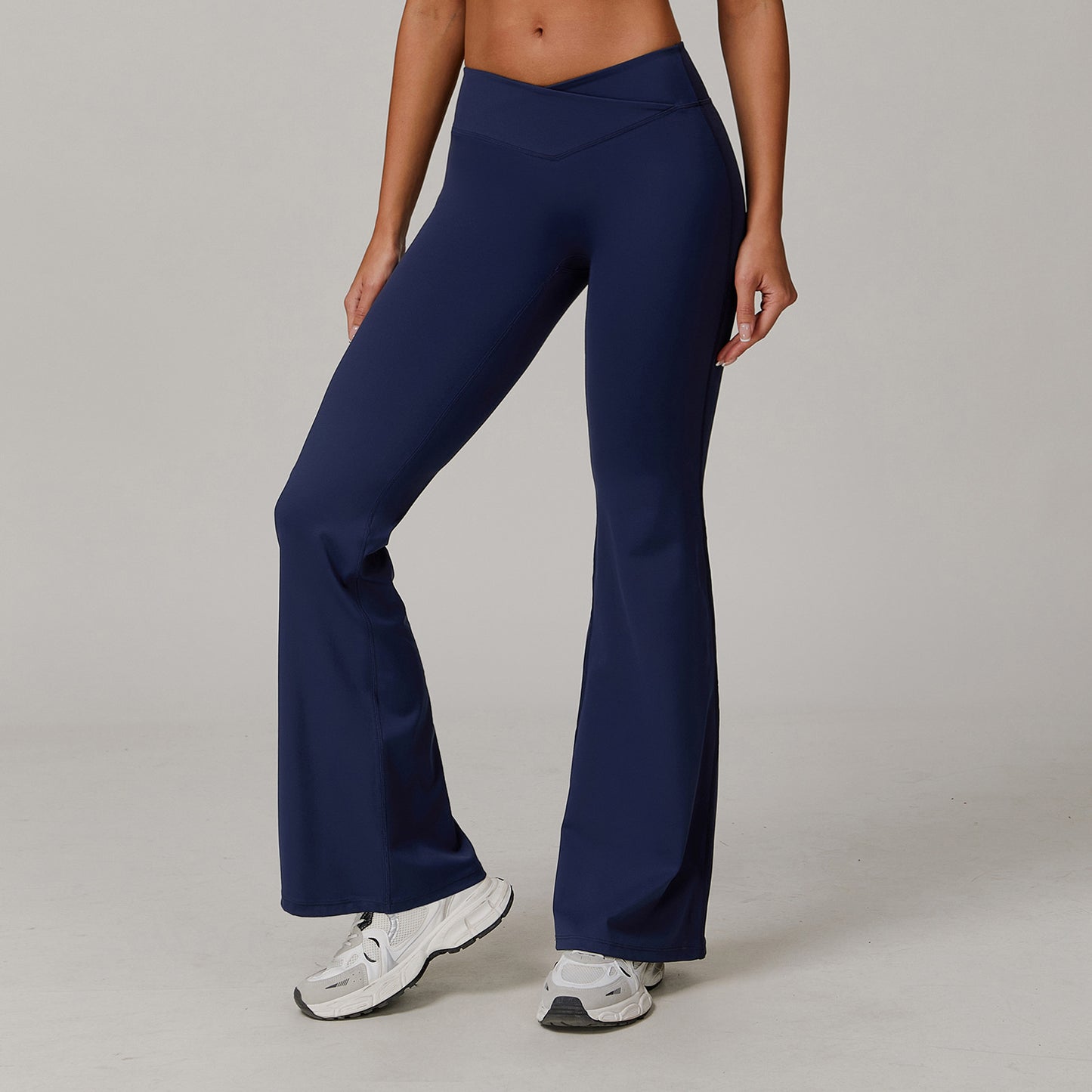Calças femininas de cintura alta, skinny e flare