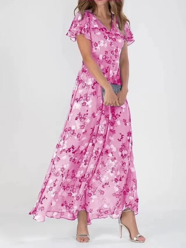 Vestido floral de verão com babados