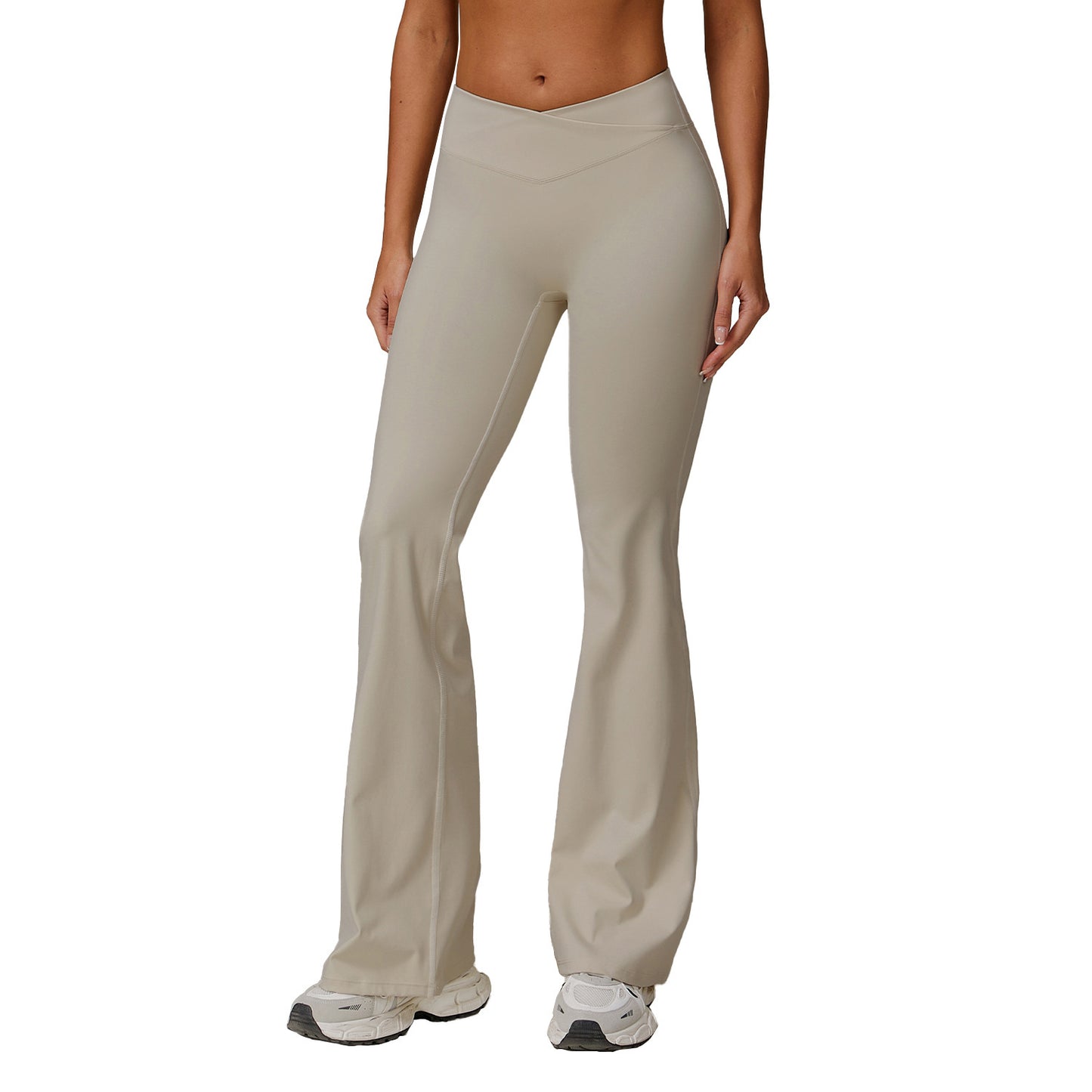 Calças femininas de cintura alta, skinny e flare