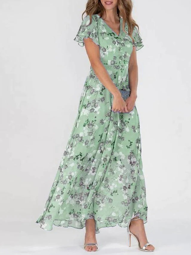 Vestido floral de verão com babados