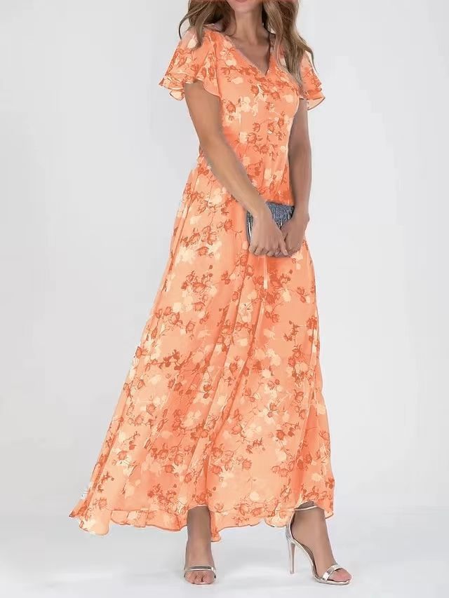 Vestido floral de verão com babados