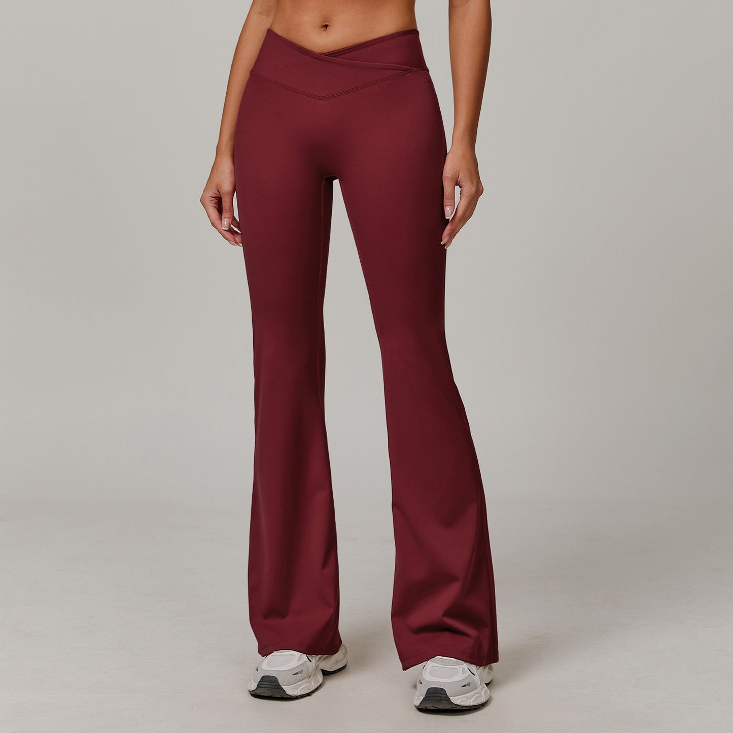 Calças femininas de cintura alta, skinny e flare