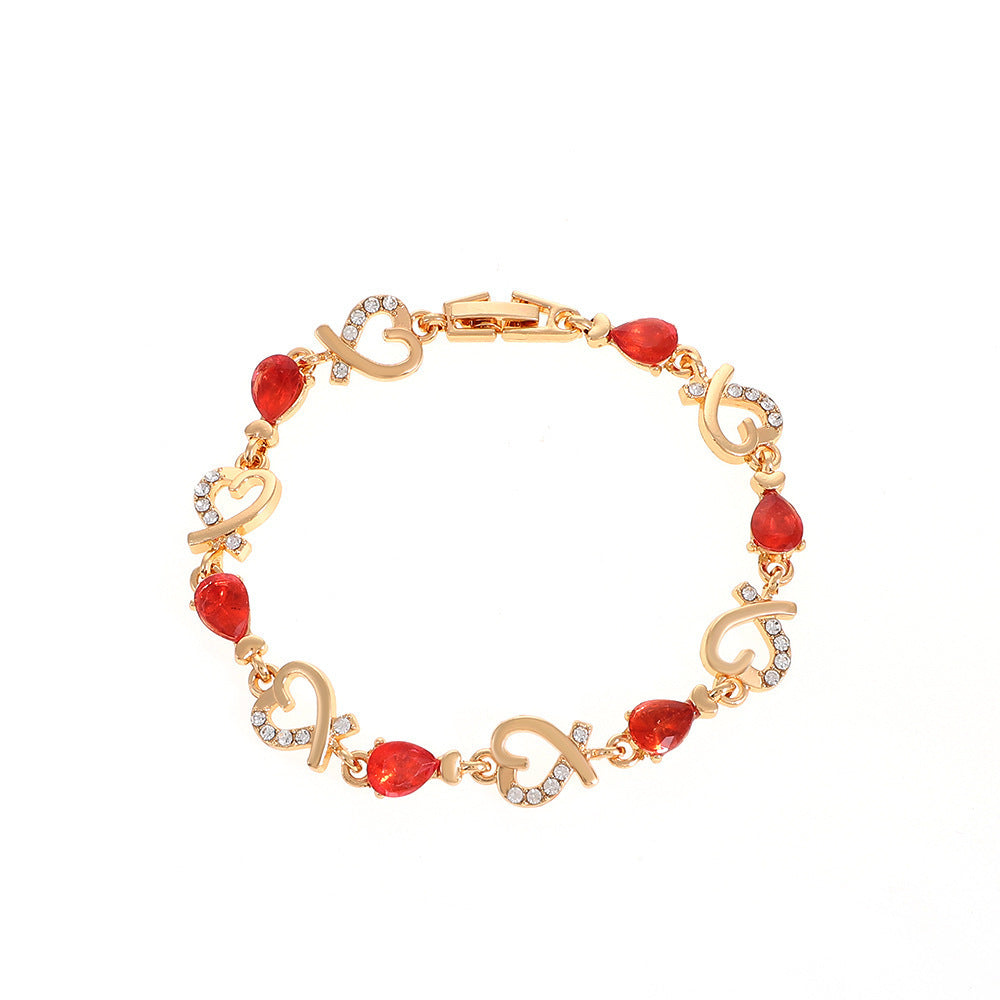 Pulseira de coração com strass