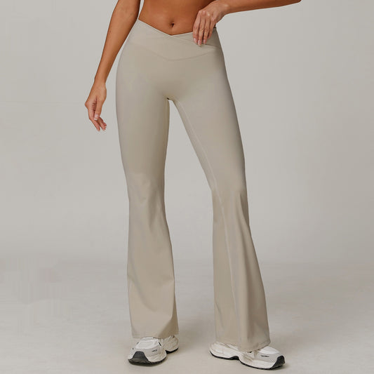 Calças femininas de cintura alta, skinny e flare