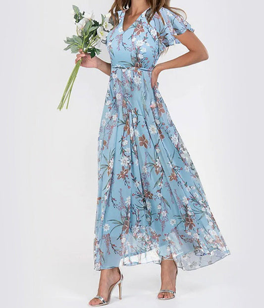 Vestido floral de verão com babados