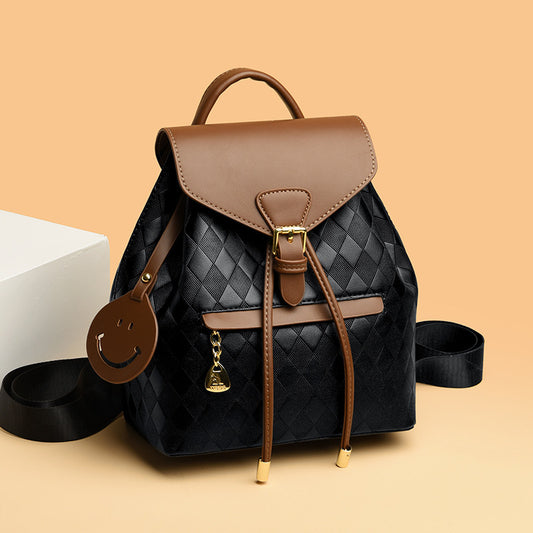 Mochila feminina de couro, casual e versátil